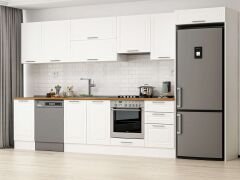 Alvinka 375X222 Cm Klasik Mebran Mutfak Dolabı Mb-E80S45S50-1 Mebran | Beyaz - Mdf