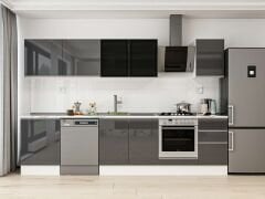 Alvinka 305X210 Cm High Gloss Mutfak Dolabı M-E80S60S45-3 High Gloss | Antrasit - Mdf