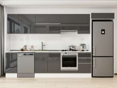 Alvinka 375X222 Cm High Gloss Mutfak Dolabı Mb-E90S40S45-1 High Gloss | Antrasit - Mdf