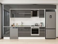 Alvinka 375X240 Cm High Gloss Mutfak Dolabı Mbb-E90B45S40-2 High Gloss | Antrasit - Mdf