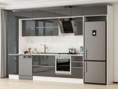 Alvinka 375X240 Cm High Gloss Mutfak Dolabı Mbb-E90B45S40-2 High Gloss | Antrasit - Mdf