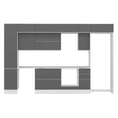 Alvinka 375X240 Cm High Gloss Mutfak Dolabı Mbb-E90B45S40-2 High Gloss | Antrasit - Mdf