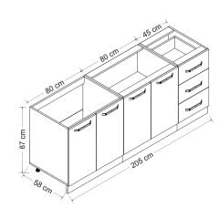Minar 205 Cm Mutfak Dolabı Beyaz 205-B1-Alt Modül