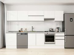 Alvinka 310X210 Cm High Gloss Mutfak Dolabı M-E80S60S50-1 High Gloss | Beyaz - Suntalam