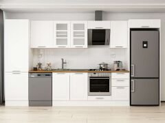 Alvinka 395X222 Cm Klasik Mebran Mutfak Dolabı Mbb-E90B60S45-3 Mebran | Beyaz - Mdf