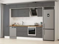 Alvinka 380X240 Cm Klasik Mebran Mutfak Dolabı Beyaz Beyaz Mbb-E90B45S45-2 Mebran | Antrasit - Suntalam