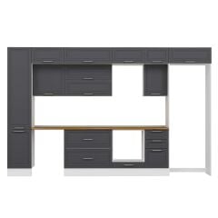 Alvinka 380X240 Cm Klasik Mebran Mutfak Dolabı Beyaz Beyaz Mbb-E90B45S45-2 Mebran | Antrasit - Suntalam