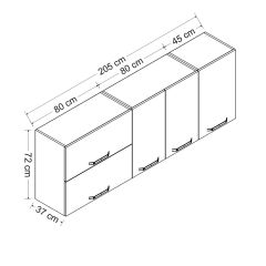 Minar 205 Cm Mutfak Dolabı Beyaz 205-B2-Üst Modül