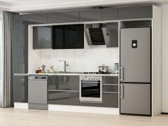 Alvinka 375X240 Cm High Gloss Mutfak Dolabı Mbb-E90B45S40-3 High Gloss | Antrasit - Suntalam