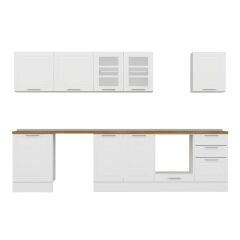 Alvinka 310X210 Cm Klasik Mebran Mutfak Dolabı M-E80S60S50-3 Mebran | Beyaz - Mdf