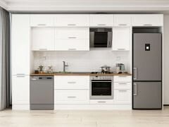 Alvinka 380X240 Cm Klasik Mebran Mutfak Dolabı Beyaz Beyaz Mbb-E90B45S45-2 Mebran | Beyaz - Mdf