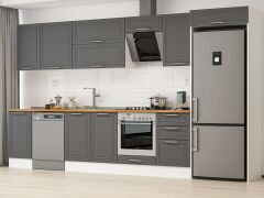 Alvinka 375X222 Cm Klasik Mebran Mutfak Dolabı Mb-E80S45S50-2 Mebran | Antrasit - Suntalam