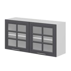 Alvinka Mutfak Modül Mbr_C Üst 2Dk1R 120-H60Cm Dolap Cam Beyaz Antrasit Suntalam