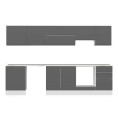 Alvinka 310X210 Cm High Gloss Mutfak Dolabı M-E80S60S50-1 High Gloss | Antrasit - Mdf