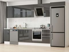 Alvinka 375X222 Cm High Gloss Mutfak Dolabı Mb-E90S40S45-2 High Gloss | Antrasit - Mdf