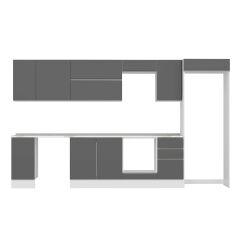 Alvinka 375X222 Cm High Gloss Mutfak Dolabı Mb-E90S40S45-2 High Gloss | Antrasit - Mdf