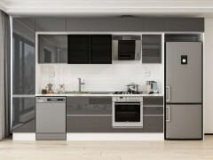 Alvinka 375X240 Cm High Gloss Mutfak Dolabı Mbb-E90B45S40-3 High Gloss | Antrasit - Mdf