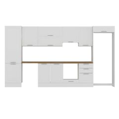 Alvinka 400X222 Cm Klasik Mebran Mutfak Dolabı Mbb-E90B60S50-1 Mebran | Beyaz - Suntalam