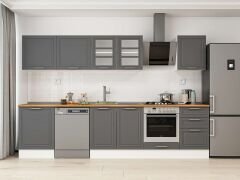 Alvinka 310X210 Cm Klasik Mebran Mutfak Dolabı M-E80S60S50-3 Mebran | Antrasit - Mdf