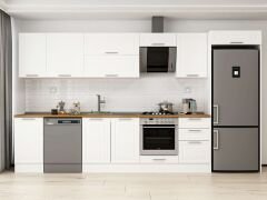 Alvinka 375X222 Cm Klasik Mebran Mutfak Dolabı Mb-E80S45S50-2 Mebran | Beyaz - Mdf