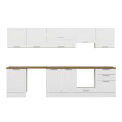 Alvinka 320X210 Cm Klasik Mebran Mutfak Dolabı M-E80S60S60-1 Mebran | Beyaz - Suntalam