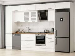 Alvinka 380X240 Cm Klasik Mebran Mutfak Dolabı Beyaz Beyaz Mbb-E90B45S45-3 Mebran | Beyaz - Suntalam