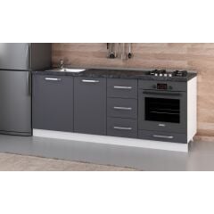 Minar 205 Cm Mutfak Dolabı Beyaz Antrasit 205-A3-Alt Modül