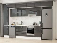 Alvinka 380X240 Cm High Gloss Mutfak Dolabı Mbb-E90B45S45-1 High Gloss | Antrasit - Suntalam