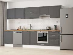 Alvinka 320X210 Cm Klasik Mebran Mutfak Dolabı M-E80S60S60-1 Mebran | Antrasit - Suntalam