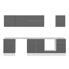 Alvinka 310X210 Cm High Gloss Mutfak Dolabı M-E80S60S50-2 High Gloss | Antrasit - Mdf