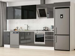 Alvinka 375X222 Cm High Gloss Mutfak Dolabı Mb-E90S40S45-3 High Gloss | Antrasit - Mdf