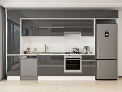 Alvinka 380X240 Cm High Gloss Mutfak Dolabı Mbb-E90B45S45-1 High Gloss | Antrasit - Mdf