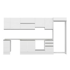 Alvinka 380X222 Cm High Gloss Mutfak Dolabı Mb-E90S40S50-1 High Gloss | Beyaz - Suntalam