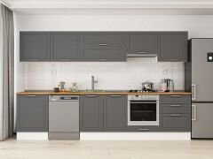 Alvinka 320X210 Cm Klasik Mebran Mutfak Dolabı M-E80S60S60-1 Mebran | Antrasit - Mdf