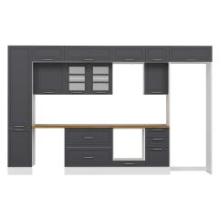 Alvinka 380X240 Cm Klasik Mebran Mutfak Dolabı Beyaz Beyaz Mbb-E90B45S45-3 Mebran | Antrasit - Mdf