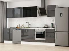 Alvinka 310X210 Cm High Gloss Mutfak Dolabı M-E80S60S50-3 High Gloss | Antrasit - Suntalam