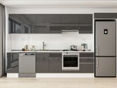Alvinka 380X222 Cm High Gloss Mutfak Dolabı Mb-E90S40S50-1 High Gloss | Antrasit - Suntalam