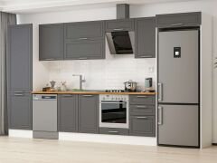 Alvinka 400X222 Cm Klasik Mebran Mutfak Dolabı Mbb-E90B60S50-2 Mebran | Antrasit - Suntalam