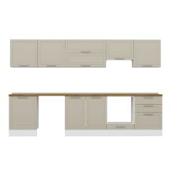 Alvinka 320X210 Cm Klasik Mebran Mutfak Dolabı M-E80S60S60-1 Mebran | Kumtaşı - Mdf