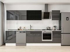 Alvinka 310X210 Cm High Gloss Mutfak Dolabı M-E80S60S50-3 High Gloss | Antrasit - Mdf