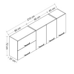 Minar 210 Cm Mutfak Dolabı Beyaz 210-B2-Üst Modül