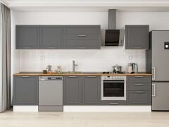 Alvinka 320X210 Cm Klasik Mebran Mutfak Dolabı M-E80S60S60-2 Mebran | Antrasit - Suntalam