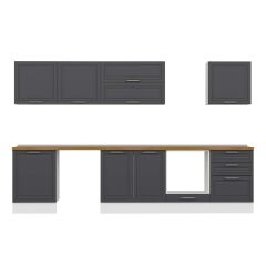 Alvinka 320X210 Cm Klasik Mebran Mutfak Dolabı M-E80S60S60-2 Mebran | Antrasit - Suntalam