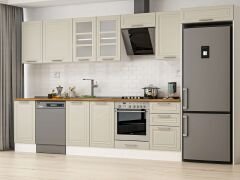 Alvinka 375X222 Cm Klasik Mebran Mutfak Dolabı Mb-E80S45S50-3 Mebran | Kumtaşı - Mdf