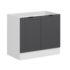 Alvinka Mutfak Modül Mbr_B Alt 2K 100Cm Evye Dolap Beyaz Antrasit