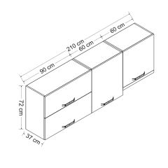 Minar 210 Cm Mutfak Dolabı Beyaz 210-B4-Üst Modül