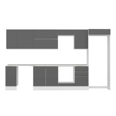 Alvinka 380X222 Cm High Gloss Mutfak Dolabı Mb-E90S40S50-2 High Gloss | Antrasit - Suntalam