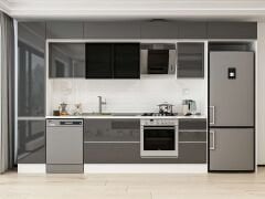 Alvinka 380X240 Cm High Gloss Mutfak Dolabı Mbb-E90B45S45-3 High Gloss | Antrasit - Suntalam
