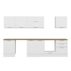 Alvinka 320X210 Cm Klasik Mebran Mutfak Dolabı M-E80S60S60-2 Mebran | Beyaz - Mdf