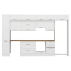 Alvinka 385X240 Cm Klasik Mebran Mutfak Dolabı Beyaz Beyaz Mbb-E90B45S50-1 Mebran | Beyaz - Mdf